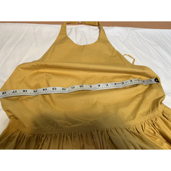 NWT A.L.C Blair eyelet Halter Mustard Yellow Maxi Coquette statement dress Sz-14 - Picture 8 of 15